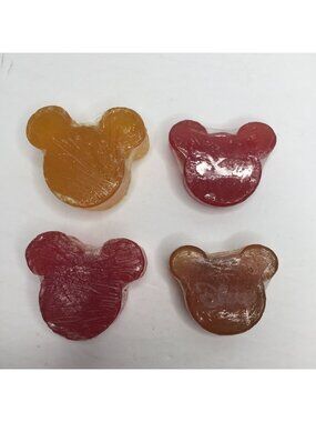 Mickey Mouse Shaped Glycerin Soap Bars Set 4 Disney New Turkey-Made Red Orange